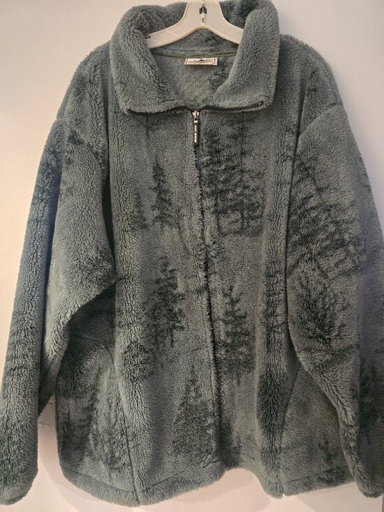 Black Mountain Other - Black Mountain Fleece Jacket XL Pine Tree Print Full Zip Vintage Made in USA